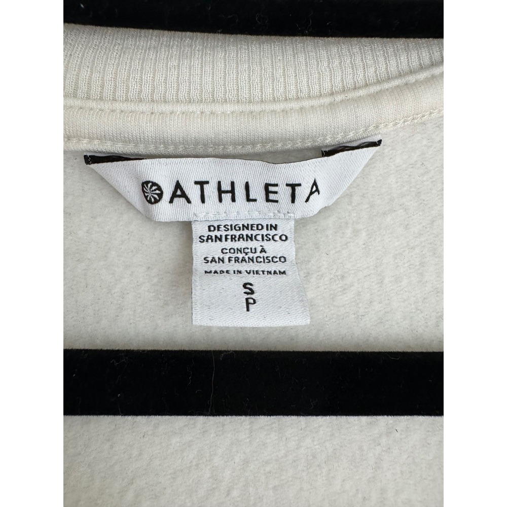 Athleta Coaster Luxe V-Neck Wrap Sweatshirt Cream White Thumbhole Small S - Picture 6 of 16